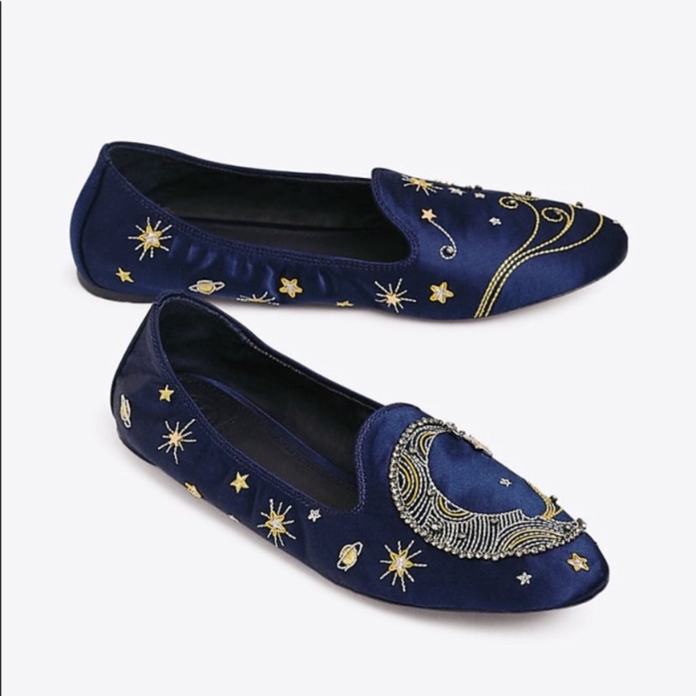 NEW TORY BURCH OLYMPIA LOAFER NAVY SATIN